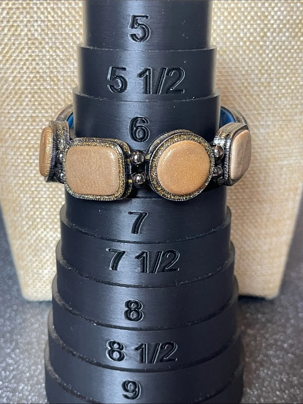 Chico’s reversible tan leather to blue stretch link bracelet - 6.5-7